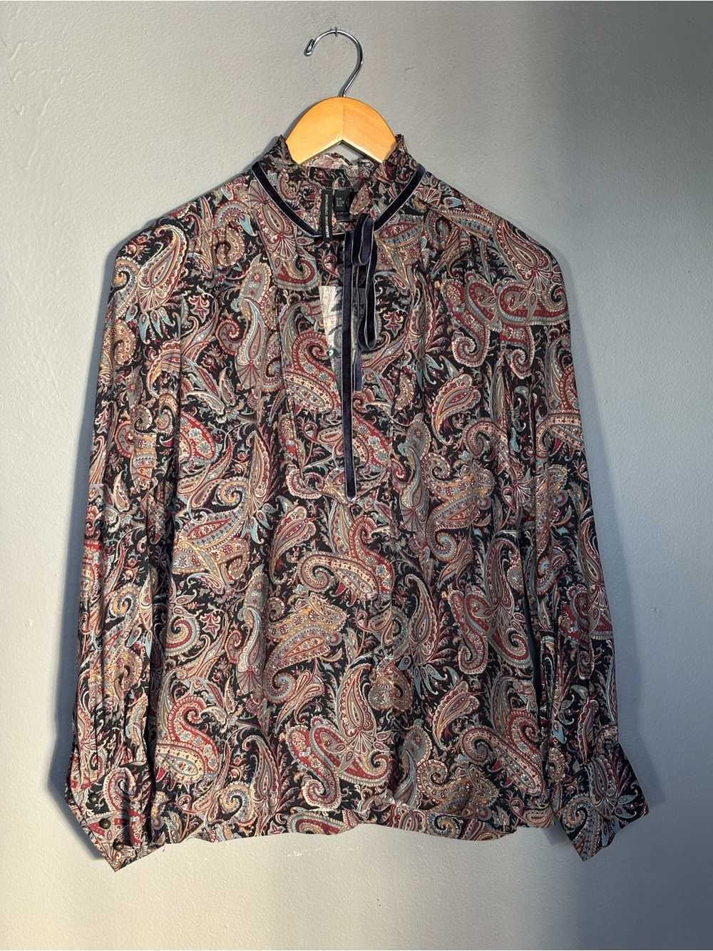 Mango Paisley Print Long Sleeve Blouse - Black/Multi